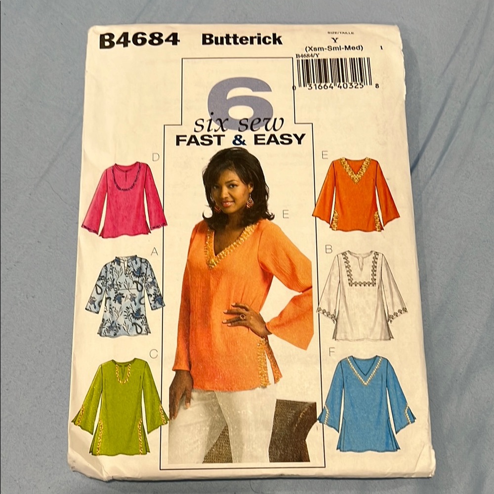 Butter Orange and Blue Tie Front Blouse